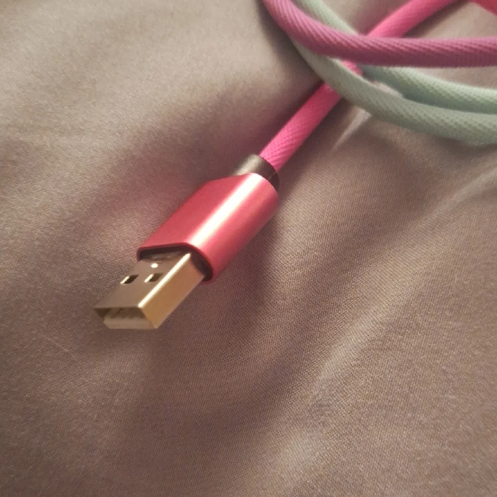 Cell Phone Charger Cord Pink and Green USB Cable - C